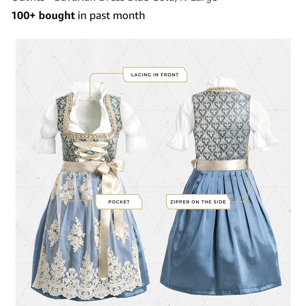 Traditional Dirndl Dress for Octoberfest - Picture 4 of 16